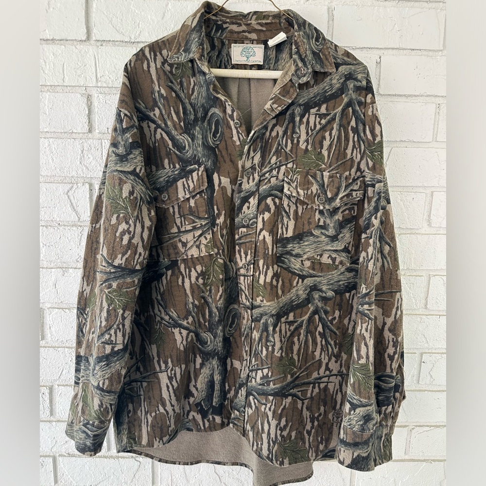 Vintage Mossy Oak Tree Stand LS Button Up shirt L